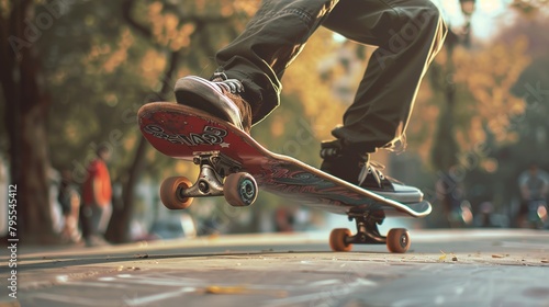 skateboarder on the street doing trick 