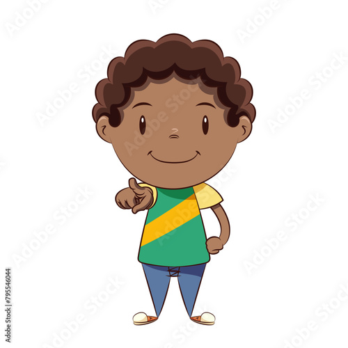 Boy pointing front