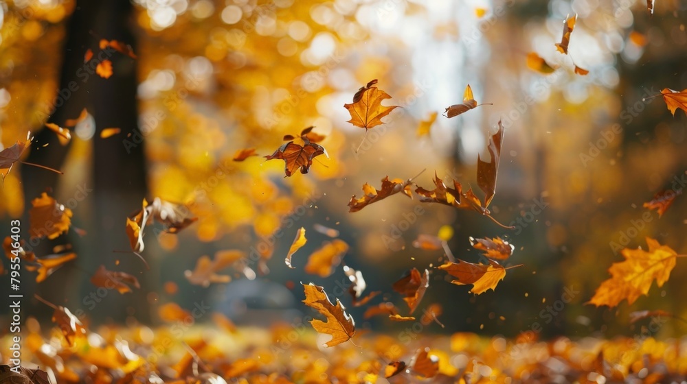 Leaves swirling in the air Leaves swirling in the air