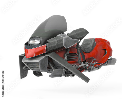 Foto cyber hover air bike on cool side view in white background