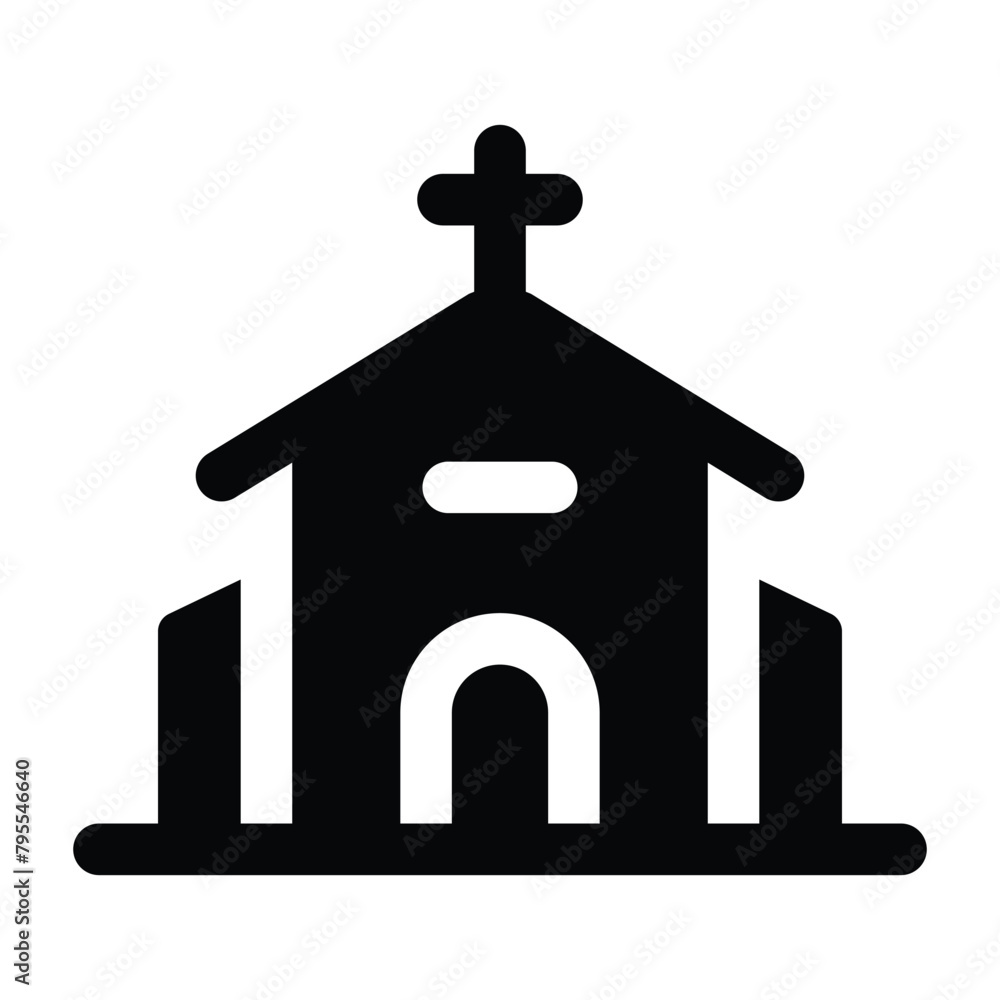 Simple Church Solid icon. The icon can be used for websites, print templates, presentation templates, illustrations, etc