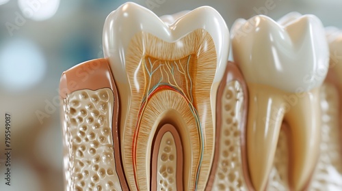 Cutaway Dental Model Demonstrating Inside of a Healthy Tooth photo