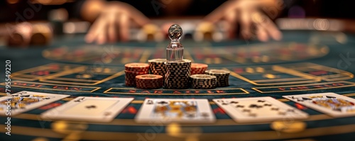 Luxury poker set with winning hands photo