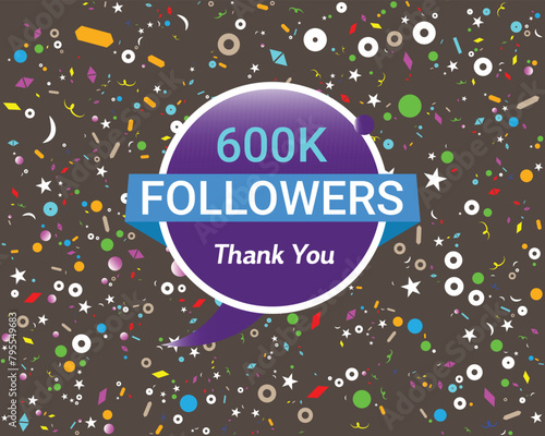 600k followers label badge celebration color theme.