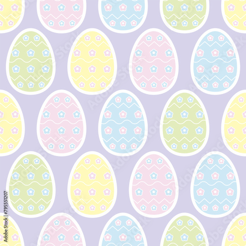 Easter eggs decorated with flowers in pastel colors. Great for DIY, gift wrapping, wrapping paper, decorative crafts, card and invitation backgrounds, web banners and more.