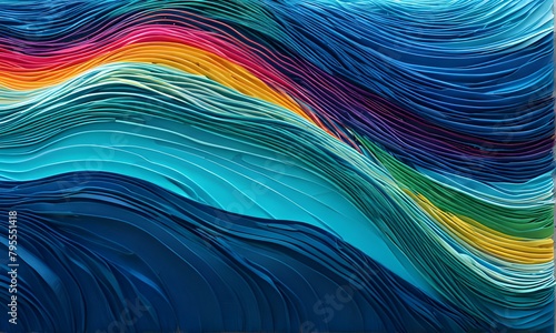 Colorful abstract soundscape. Symbolizing the oceans altered by plastic pollution. Fight for a Silent Earth Day. Generative AI