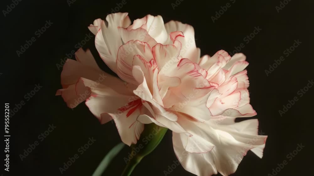 A single flower with red and white petals A single flower with red and white petals