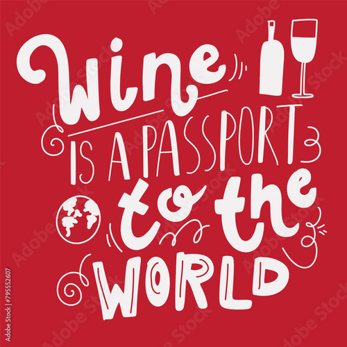 Wine vintage hand lettering poster for your design. Vector illustration