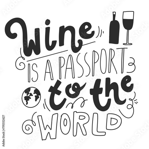 Wine vintage hand lettering poster for your design. Vector illustration