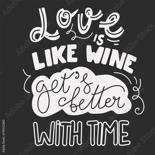 Wine vintage hand lettering poster for your design. Vector illustration