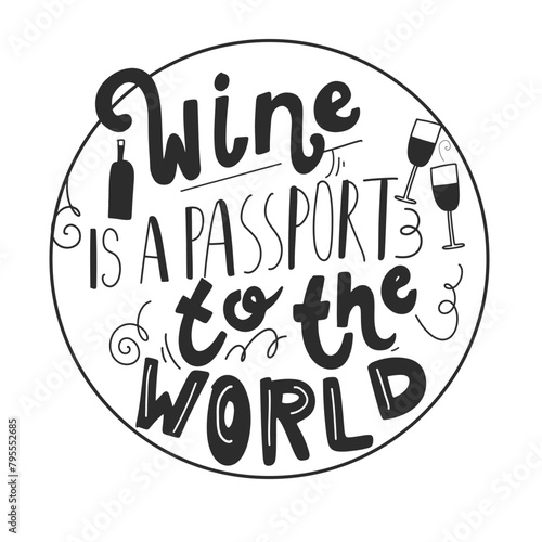 Wine vintage hand lettering poster for your design. Vector illustration
