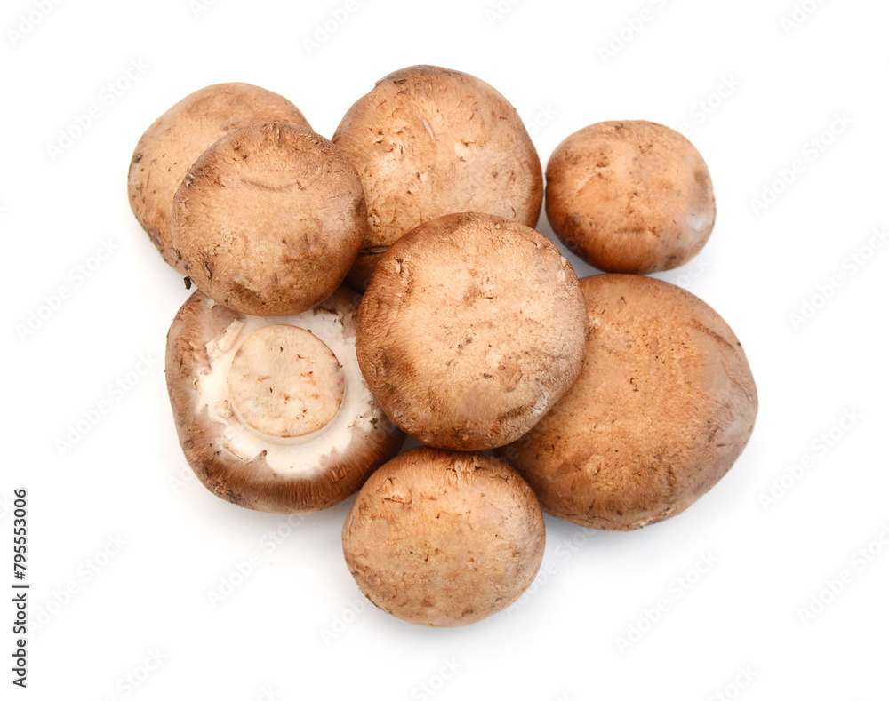 Brown mushrooms isolated on white background Brown mushrooms isolated on white background