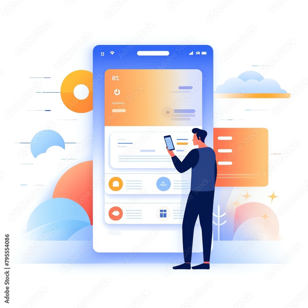 Minimalist UI illustration of Contextualin a flat illustration style on a white background with bright Color scheme, dribbble, flat vector - obrazy, fototapety, plakaty 