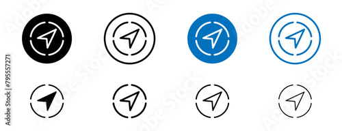 Navigation Vector Icon Set with Compass and GPS Directional Arrows in black and blue Color