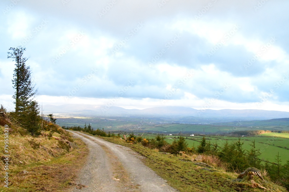 View of clouds over the Blackstairs Mountains from Coppanagh Hill, Co. Kilkenny, Ireland