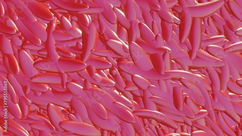 Abstract pink organic matter resembling a specimen under a microscope, villi moving in all directions photo