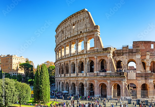 Colosseum (Coliseum) is one of main travel attraction of Rome, Italy.