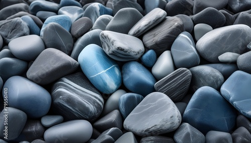 heap of black and blue stones  photo