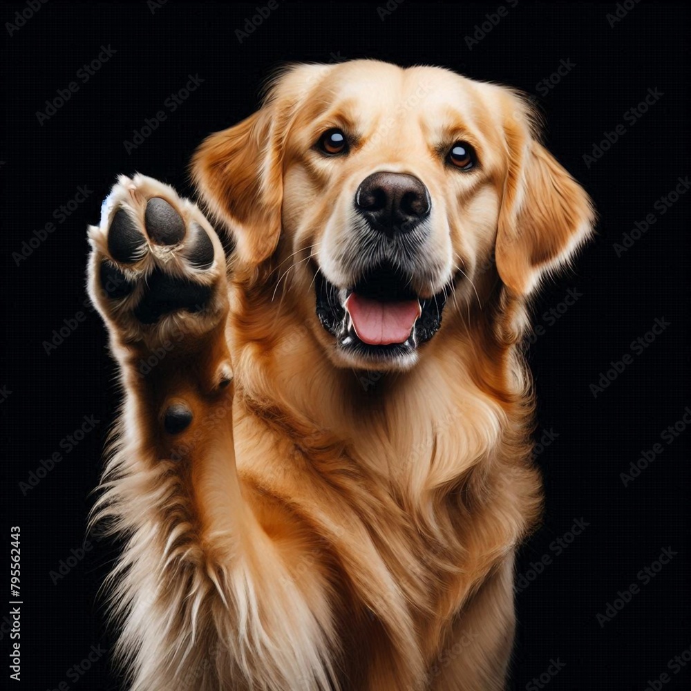  A Golden Retriever with a raised paw (DOG)