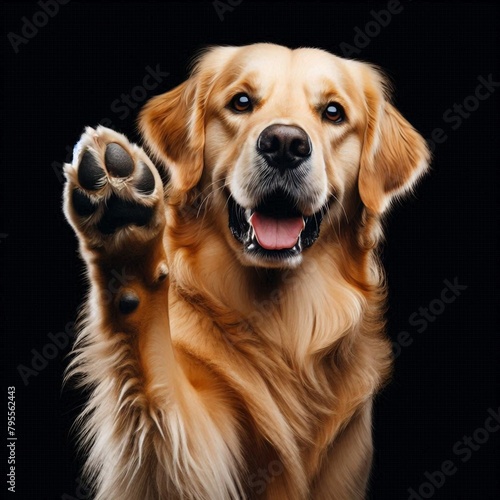  A Golden Retriever with a raised paw  DOG 