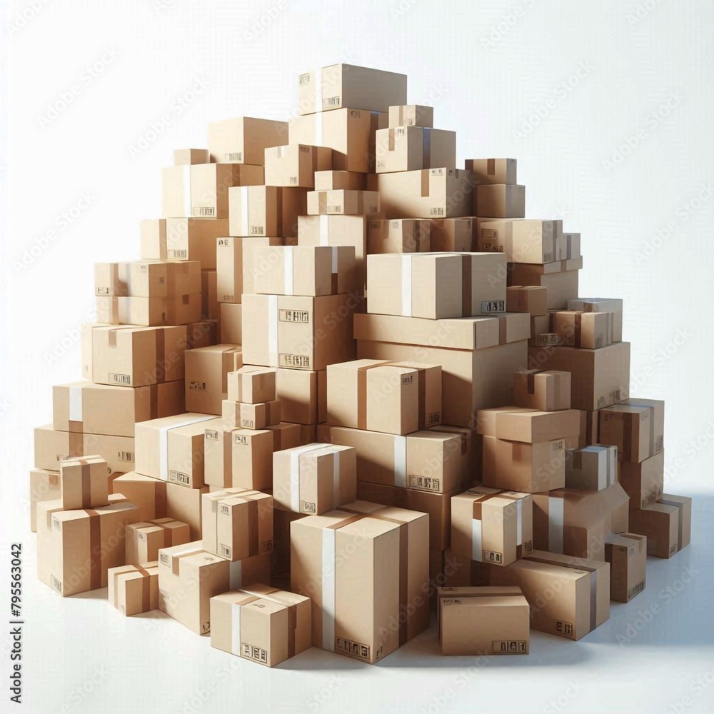  A large pile of brown cardboard boxes of various sizes