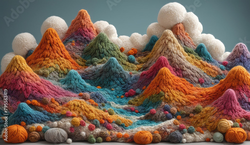 close up of colorful knitting needles landscape photo