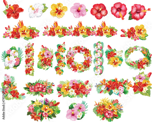 Set of Arrangements from hibiscus flowers