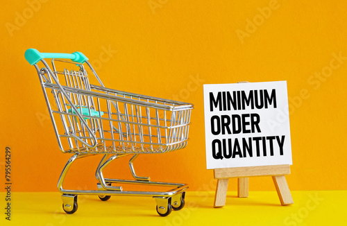 Naklejka Minimum order quantity MOQ is shown using the text