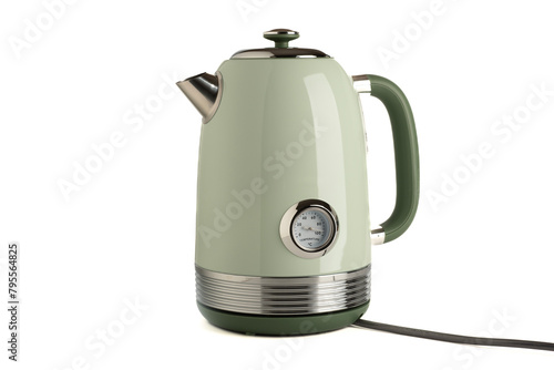 Boiling kettle with thermometer isolated on white background.
