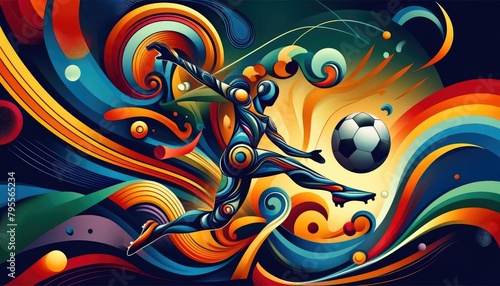 Abstract image of a soccer player, FIFA World Cup, European Football Championship, UEFA Euro 2024, 2024 Summer Olympics
