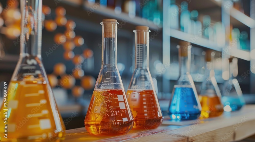 A chemistry set with test tubes and a periodic table, focusing on science education A chemistry set with test tubes and a periodic table, focusing on science education
