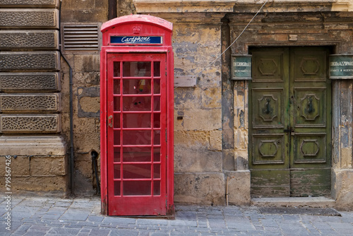 Valetta, Malta, Europe.Old British phone booth. photo