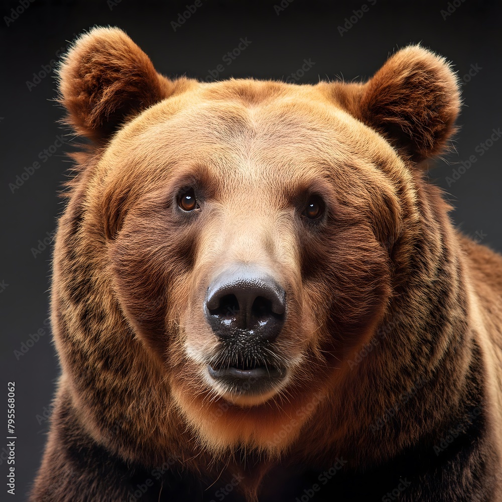 Obraz premium Portrait of a bear's face on a minimalist background