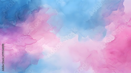 Abstract blue with pink watercolor background © Mariana