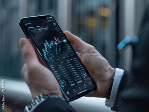 Wallpaper Mural Trader Using Mobile Phone For Cryptocurrency Financial Market Analysis, On The Street, Future Digital Money Currency Concept Torontodigital.ca