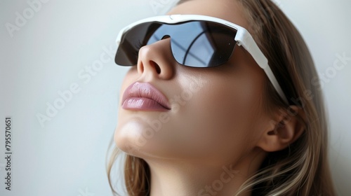 beautiful woman wearing sunglasses, elegance glamour cute eyeglasses lifestyle © antkevyv