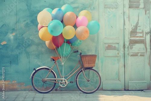 Wallpaper Mural Bunch of balloons tied to a bicycle, creating a whimsical and festive look Torontodigital.ca
