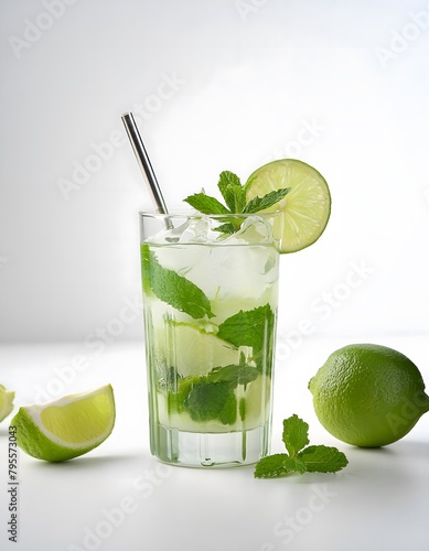 A mojito on a white minimalist background