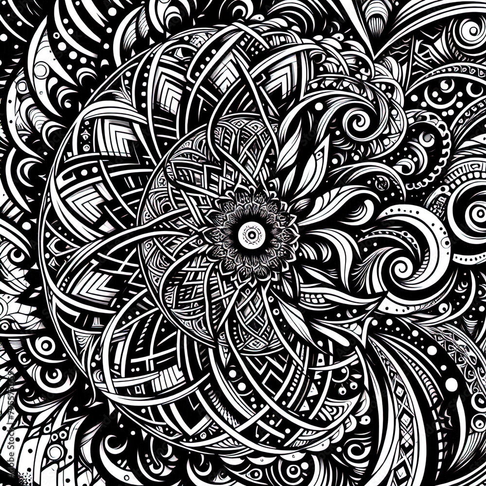 Ein schwarz weiß vector eines komplexen Musters Ein schwarz weiß vector eines komplexen Musters