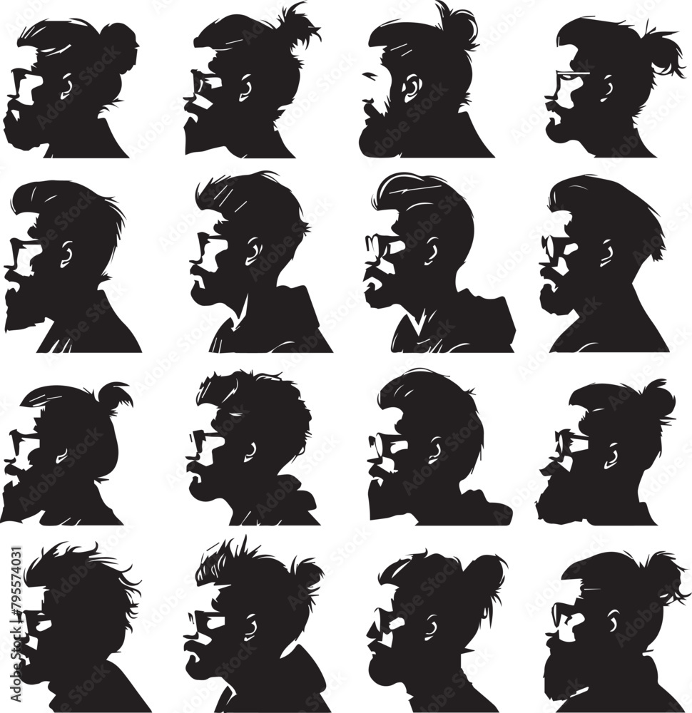 set of silhouettes of people set of silhouettes of people