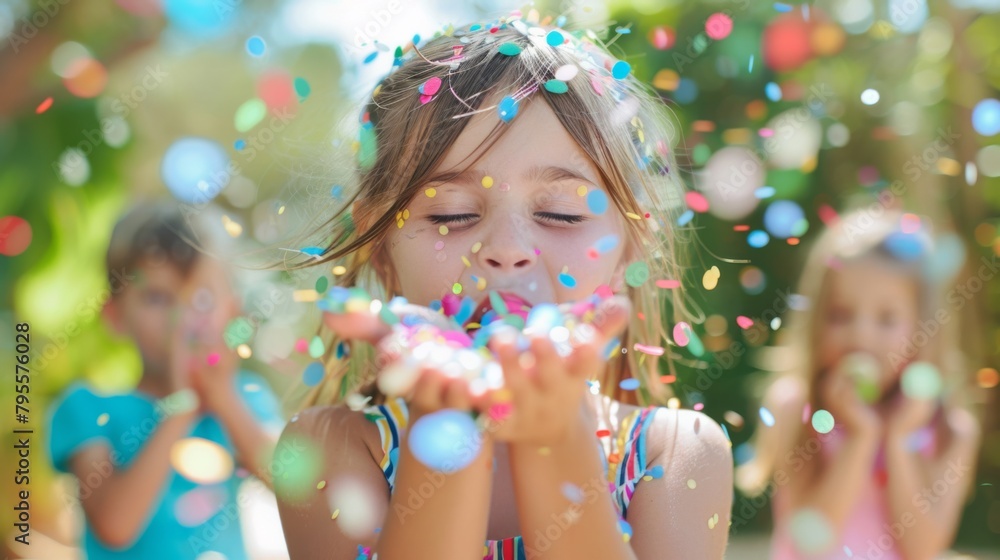 A Girl Enjoying Confetti Celebration