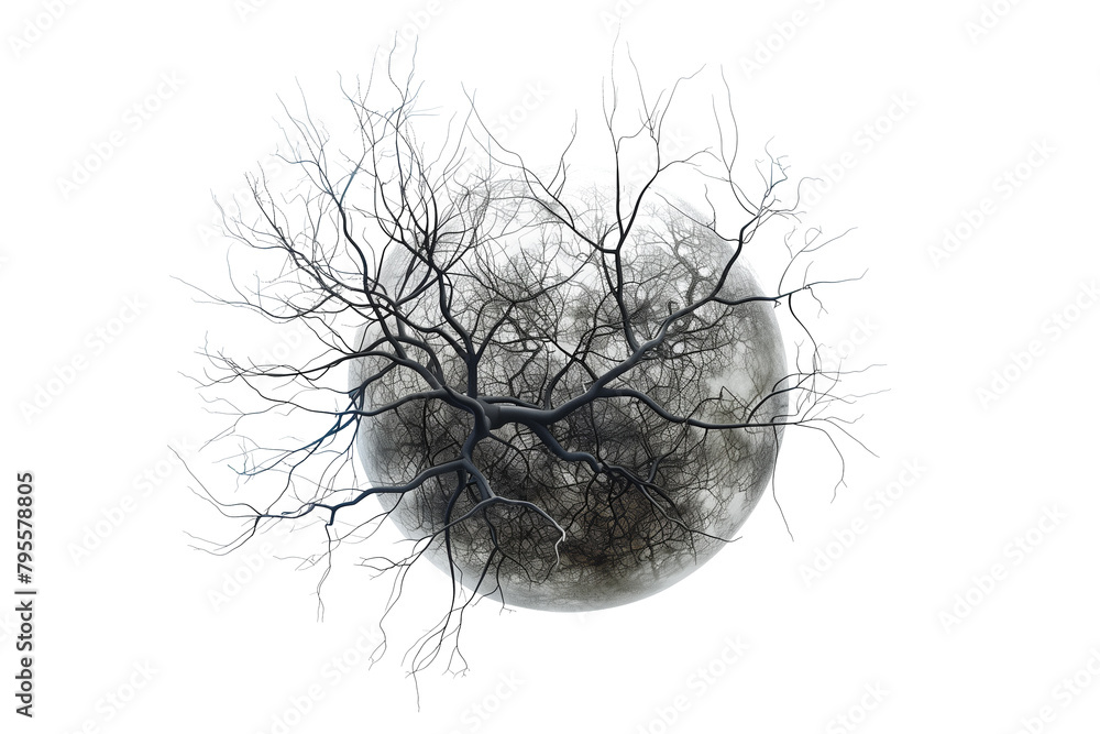 Fototapeta premium Tree branch with globe isolated on transparent background