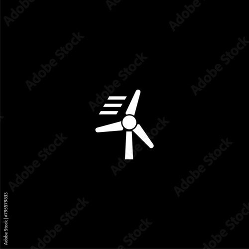 Wind energy icon simple sign isolated on black background