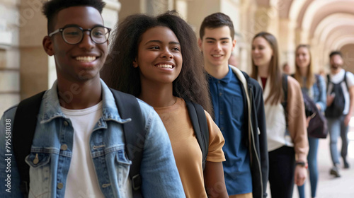 Grupo de jovens multi racial na universidade photo