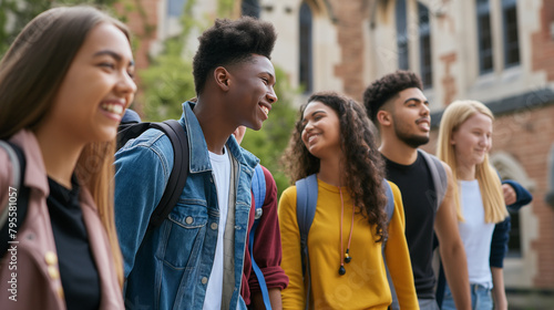 Grupo de jovens multi racial na universidade photo
