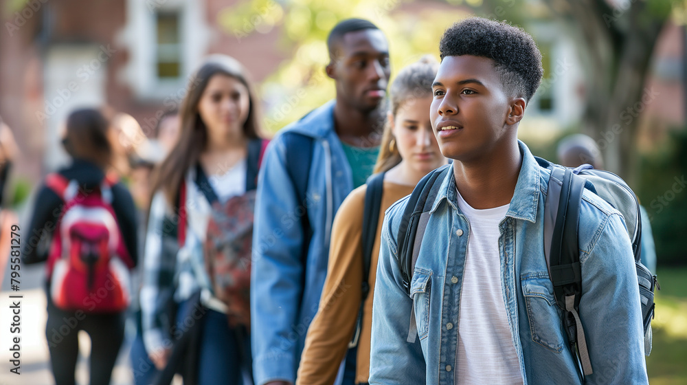 Grupo de jovens multi racial na universidade