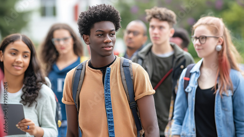 Grupo de jovens multi racial na universidade