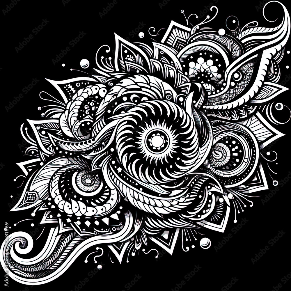Ein schwarz weiß vector eines komplexen Musters Ein schwarz weiß vector eines komplexen Musters