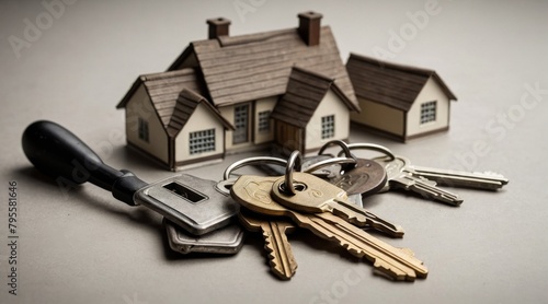 Model of the house and keys to it. Concept "Mortgage and rental housing."