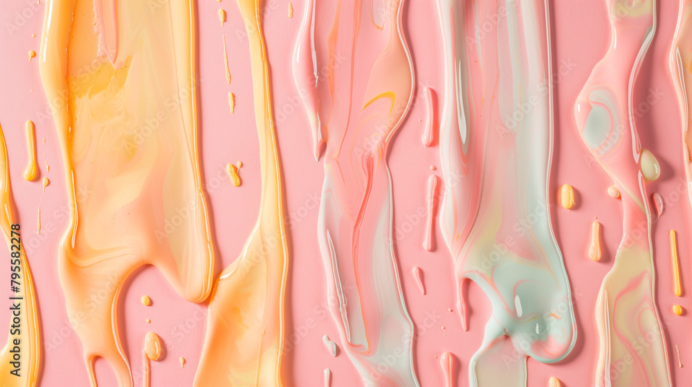 Smooth pastel paint swirls with glossy finish in artistic pattern Smooth pastel paint swirls with glossy finish in artistic pattern